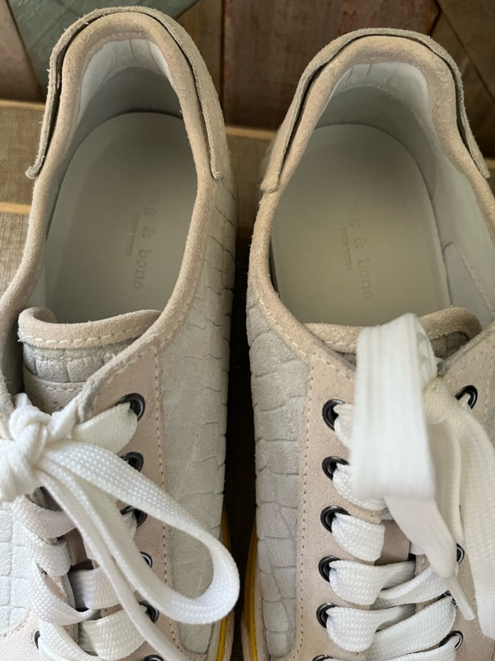rag & bone Cream White Sneakers with Yellow Accent - Picture 6 of 9